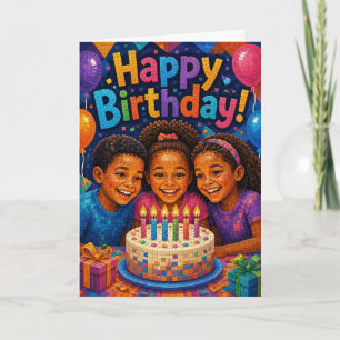 Festividades Um Aniversário Colorido! Cartão de Aniversário