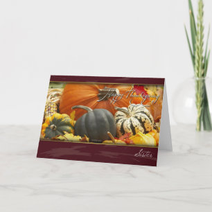 Festividades Um Cartão de Ação de Graças da Irmã com Pumpkins