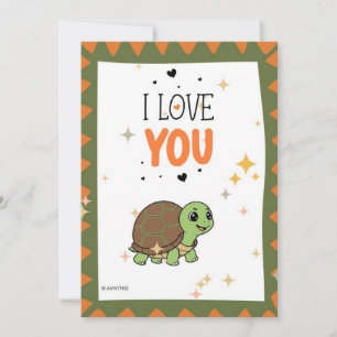 Festividades Um cartão de amor de tartaruga fofa para um ente q
