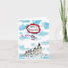 Festividades Um Cartão De Aniversário Com Pinguim