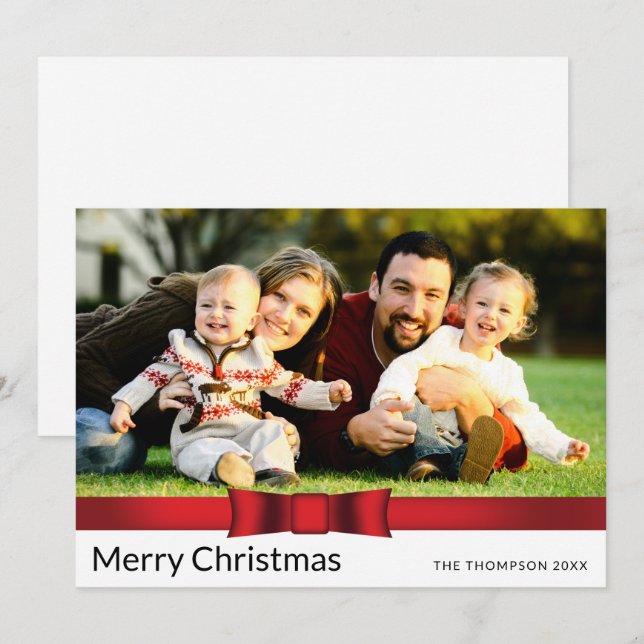 Festividades Um Cartão de Férias Plana de Natal com Foto (Frente/Verso)
