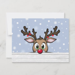 Festividades Um cartão de Natal de Rena com Nariz Vermelho