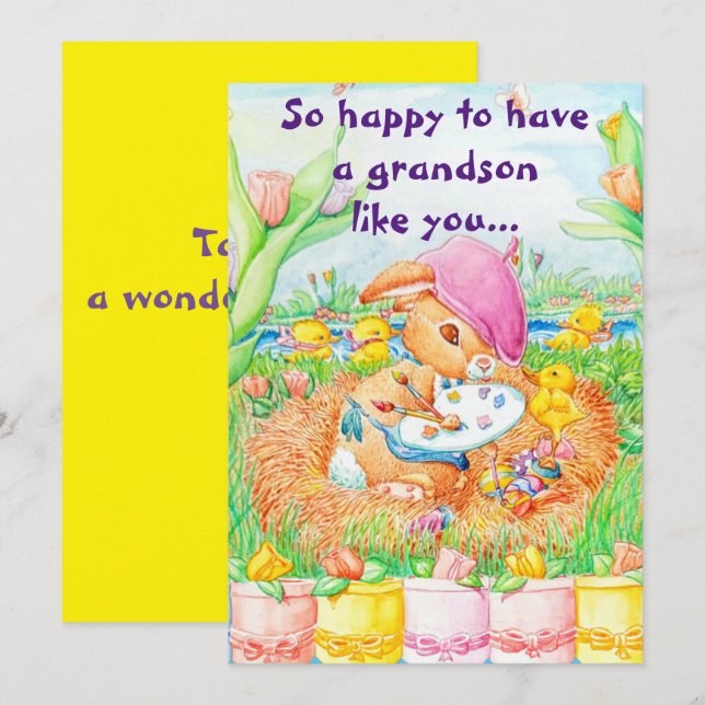 Festividades Um Cartão de Saudação Páscoa para os Avós (Frente/Verso)