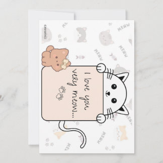 Festividades Um cartão fofo de Eu amo você muito Meow e Kitty