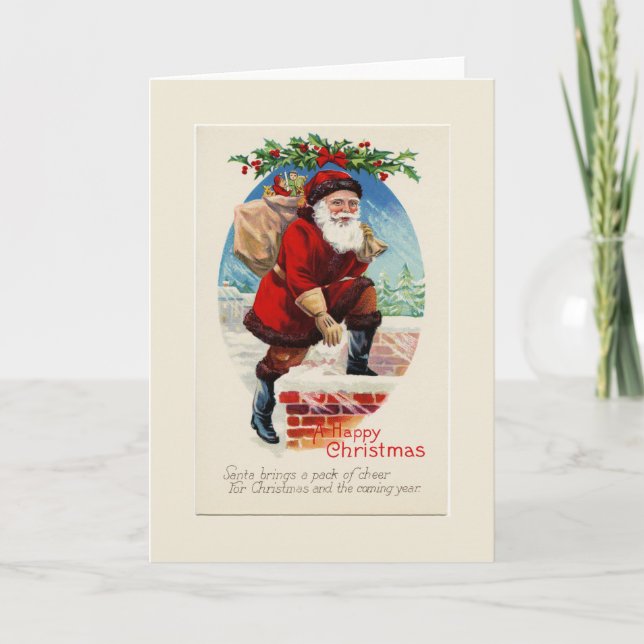 Festividades Um feliz cartão de saudação para Papais noeis de N (Frente)