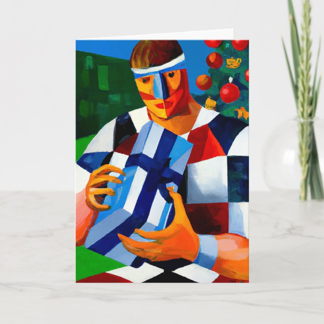 Festividades Um Natal de Rugby - Cartão Saudável de Rugby (Frente)