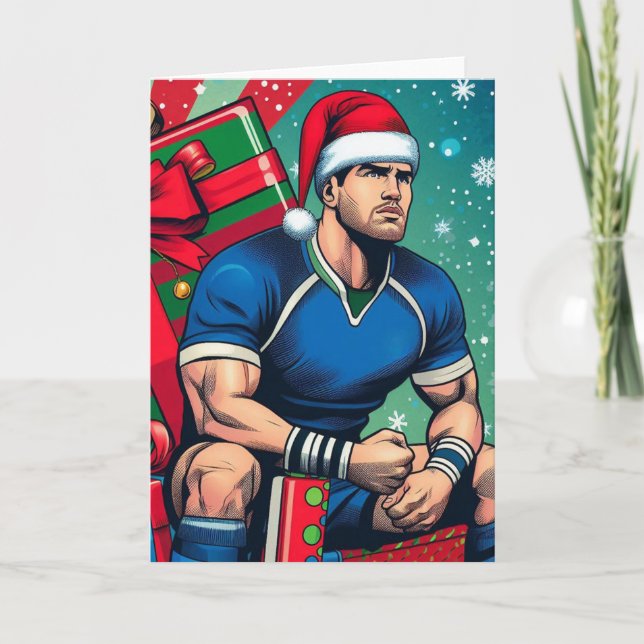 Festividades Um Natal de Rugby - Cartão Saudável de Rugby (Frente)