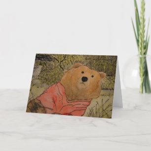 Festividades Urso de Brown em um cartão vermelho da camisola