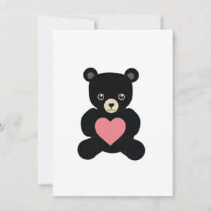 Festividades Urso de pelúcia preto com cartão de coração