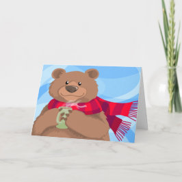 Festividades Urso no Cartão de Feriado Quente Scarf