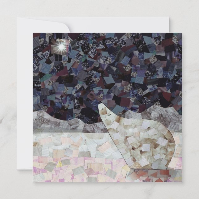 Festividades Urso Polar e Cartão de Natal Quadrado Estrela, Vaz (Frente)