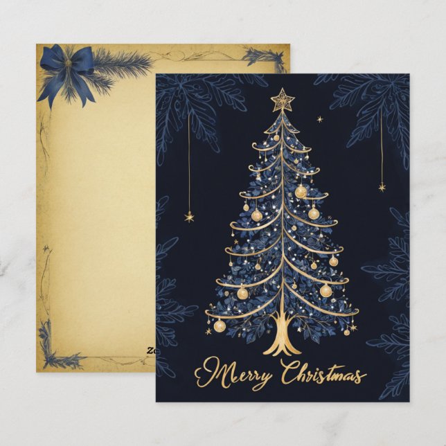 Festividades Vela de Árvore Natal Elegante e Cartão de Presente (Frente/Verso)