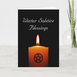 Festividades Vela Pagan Solstício de inverno com Cartão Pentáct