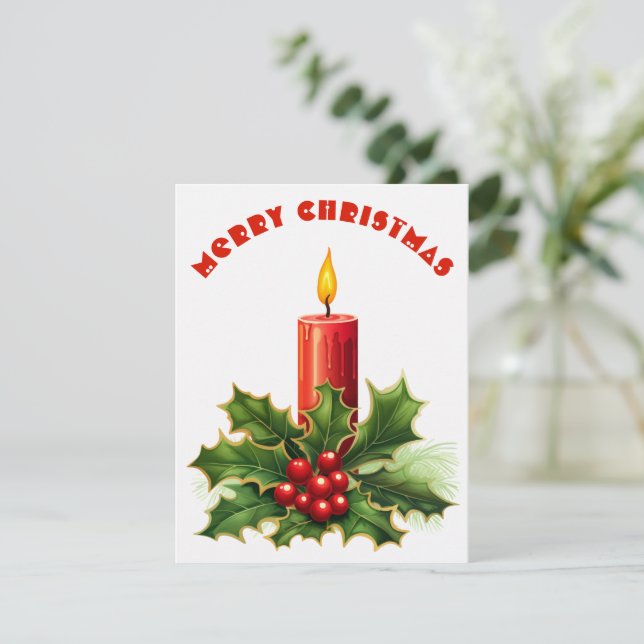 Festividades Vela Queimando - Cartão de Natal (Em pé/Frente)