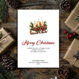 Festividades Velas de Natal aconchegantes com cartão de bagas d