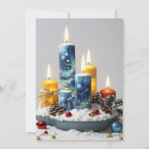 Festividades Velas de Natal Radiantes: Design de Cartão Saudáve