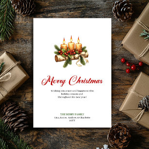Festividades Velas quentes de Natal cartão de saudação de azevi