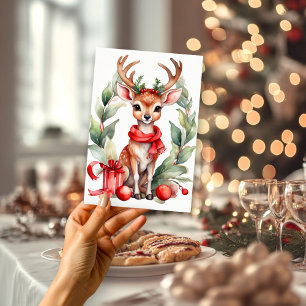 Festividades Vestido de Natal em Cartão de Férias Plano Vermelh