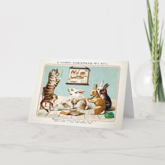 Festividades Victorian Pussy e seu Cartão de Natal para Alunos (Frente)