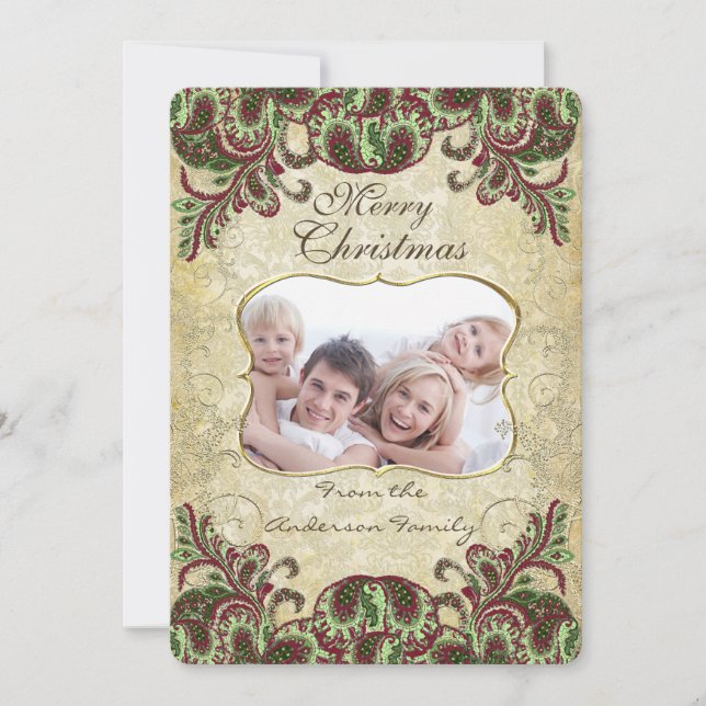 Festividades Vinho de Foto da Família e Cartão de Natal de Pavã (Frente)