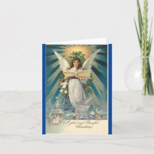 Festividades Vintage Angel Com Cartão De Férias De Livro