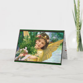 Festividades Vintage Angel No Cartão De Férias De Natal Da Neve