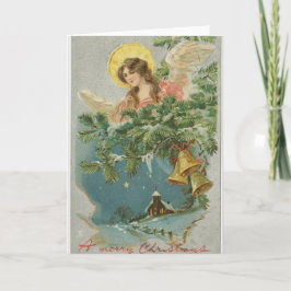 Festividades Vintage angel sinaliza cartão de saudação de natal
