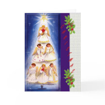 Vintage Angel Tree Choir Cartão de Natal