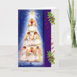 Festividades Vintage Angel Tree Choir Cartão de Natal