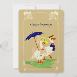 Festividades Vintage Art Nouveau Ducks Cartão de Férias de Pásc