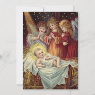 Festividades Vintage Baby Jesus no Cartão de Natal de Manger