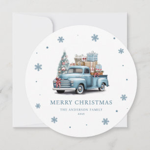 Festividades Vintage Blue Truck Cartão de Natal Feliz