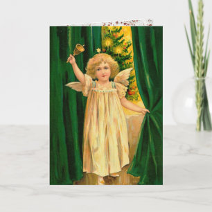 Festividades Vintage - Cartão Anjo de Natal pintado à mão