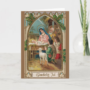 Festividades Vintage - Cartão de Saudação Religioso de Natal Di