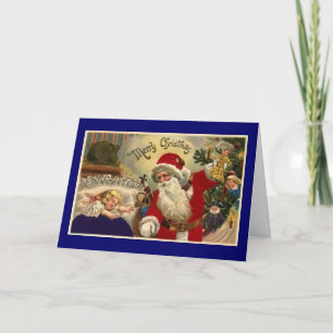 Festividades Vintage Child com Cartão de Natal de Papais noeis
