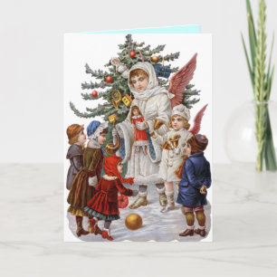 Festividades Vintage com cartão de Natal velho