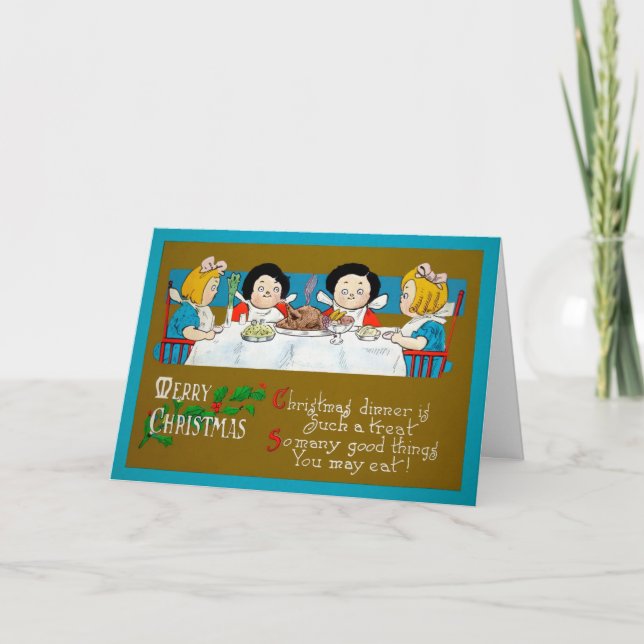 Festividades Vintage Creepy Kids Cartão de Natal (Frente)