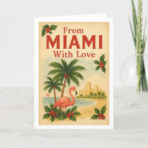Festividades Vintage De Miami Com Cartão De Natal Com Amor