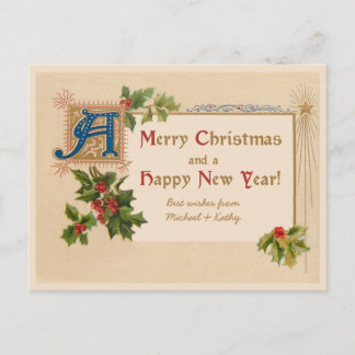 Festividades Vintage elegante iluminou o cartão postal de Natal