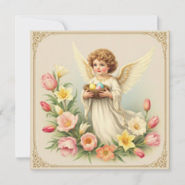 Festividades Vintage Floral Angel Páscoa Saudação Cartão de Fer