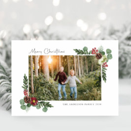 Festividades Vintage Floral Felry Cartão com fotos de Natal