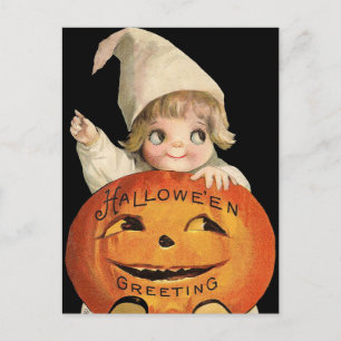 Festividades Vintage Halloween Pumpkin e cartão postal de crian