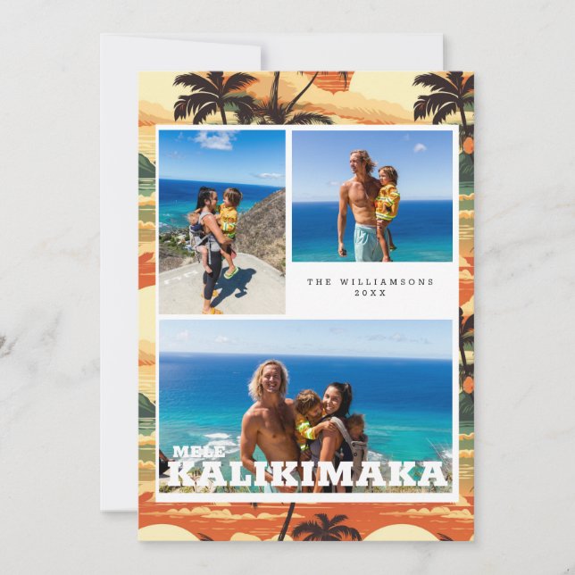 Festividades Vintage Havaí | Cartão de Natal Mele Kalikimaka (Frente)