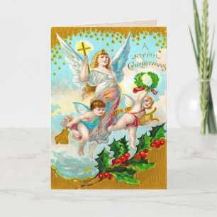 Festividades Vintage Holiday Angels Cartão de Natal