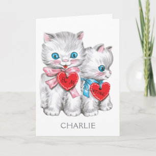 Festividades Vintage Kittens nome personalizado e cartão de sau