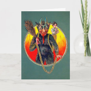 Festividades Vintage Krampus com Cartão de Feriado para Mulher