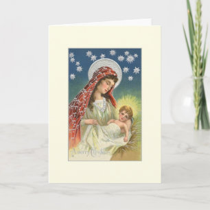 Festividades Vintage Mary e Baby Jesus Cartão de Natal