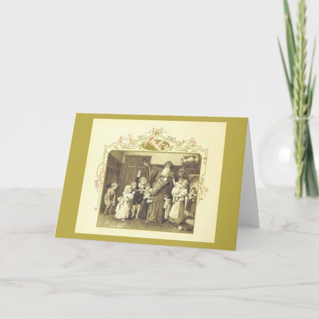 Festividades Vintage Pai Natal Cartão de Saudação (Frente)