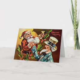 Festividades Vintage Papais noeis e Tio Sam Cartão de Natal