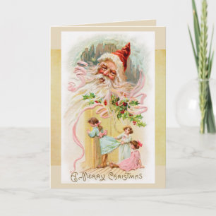 Festividades Vintage Papais noeis no cartão de Natal
